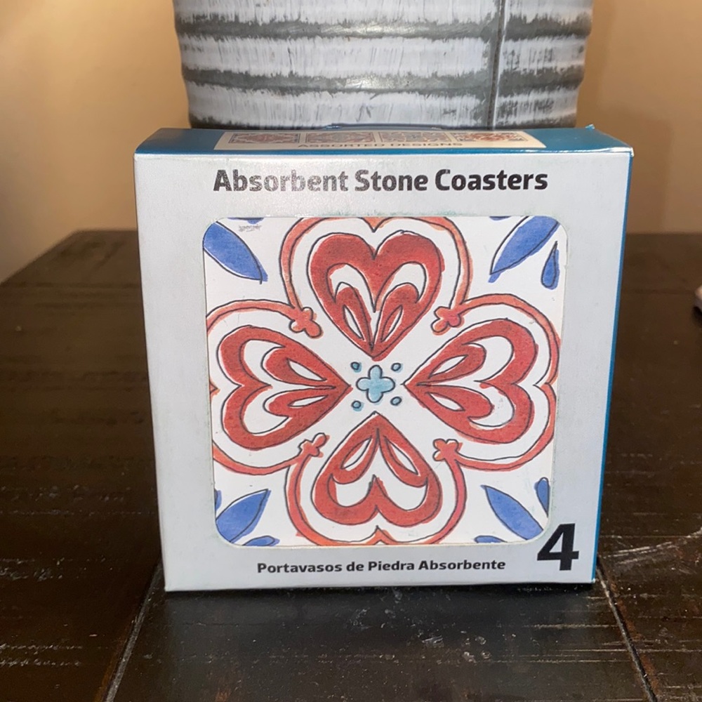 LAST CHANCE! NEW Absorbent Stone coasters! 4 Beautiful designs! Set of 4! - Picture 2 of 5